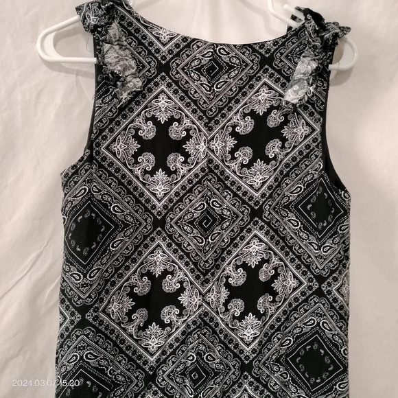 Savanna Jane Size Small Black White Abstract Sleeveless Lined Dress - Picture 7 of 10